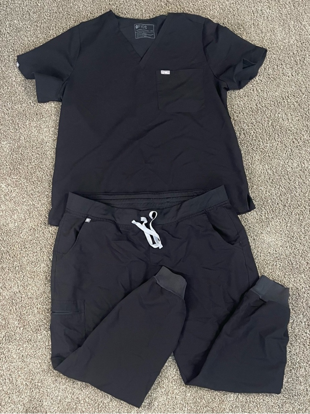 Figs Scrub Set Catarina One Pocket Top Zamora Jogger Pants Black Women’s XXL